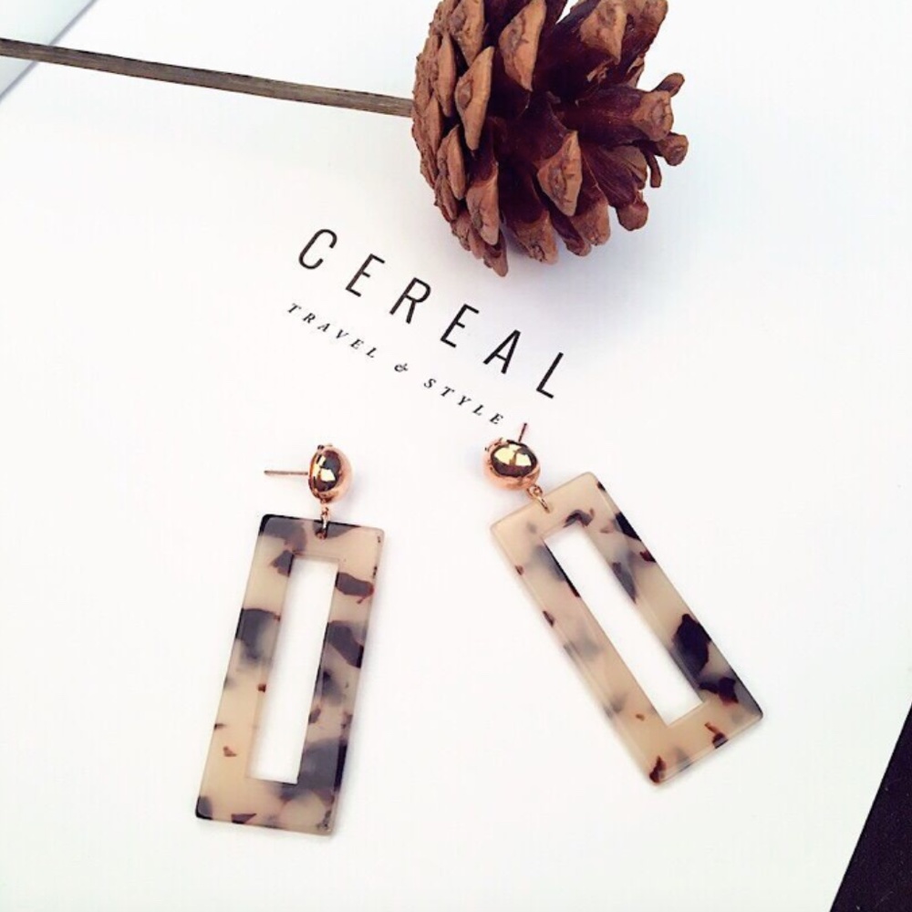 Leopard Geometric Tortoise Shell Dangle Earrings